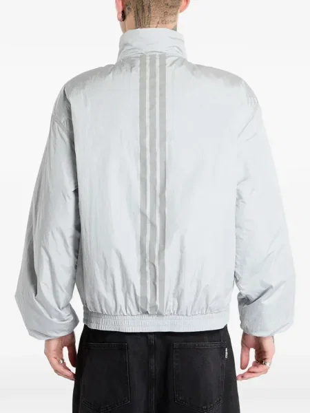 Anorak Adidas din fleece cu dungi mini alb