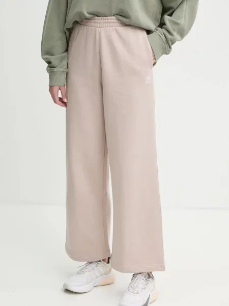 Adidas Originals pantaloni de trening Femme Galore Wideleg Fleece Pants uni bej