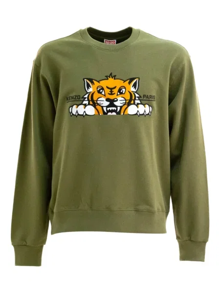 Hanorac crewneck Kenzo cu broderie verde