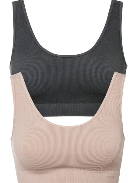 Biustonosz bezszwowy bustier Feel Comfort w prążek 2 szt. szary