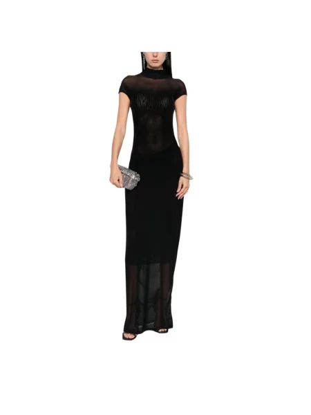 Lniana sukienka maxi Jean Paul Gaultier czarna
