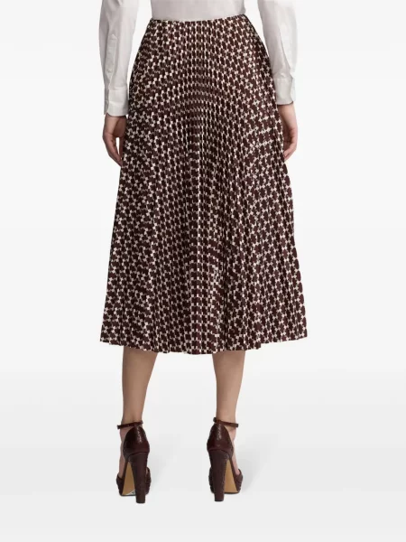 Μίντι φούστα Ralph Lauren Collection με αφηρημένο print με μήκος μέχρι το γόνατο καφέ