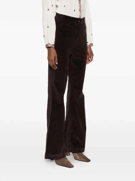 Pantaloni Maison Hotel de catifea cord maro