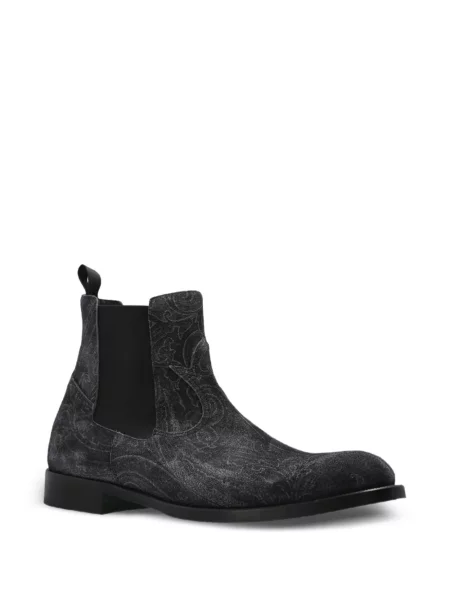 Μπότες chelsea Etro σουέντ με σχέδιο paisley γκρι