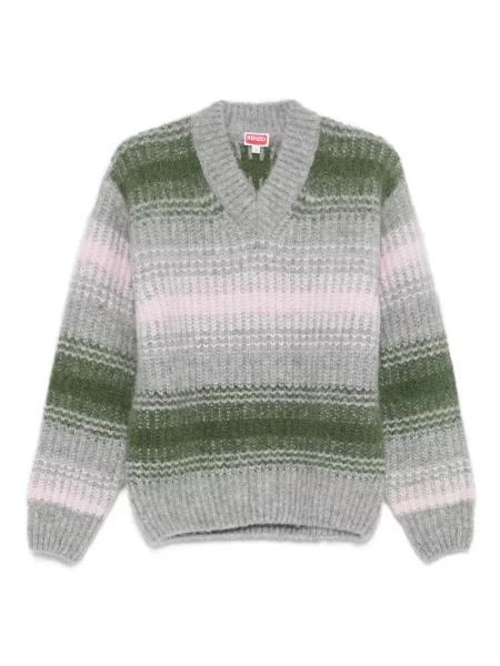 Pulover Kenzo cu dungi cu decolteu în V gri