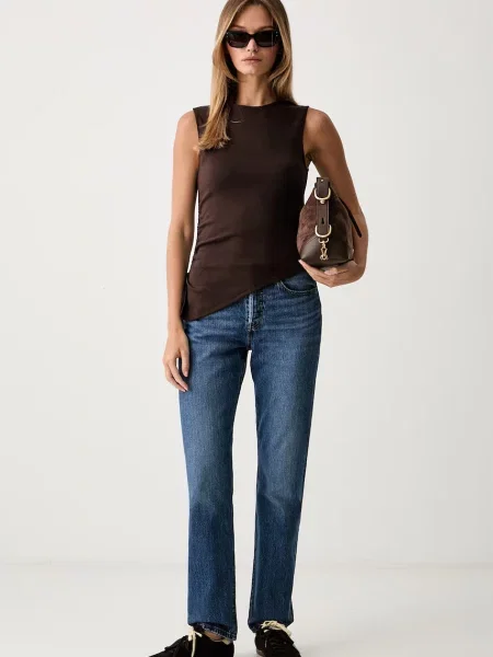 Levi's top z bombažem ALILA ASYMMETRICAL SL rjava