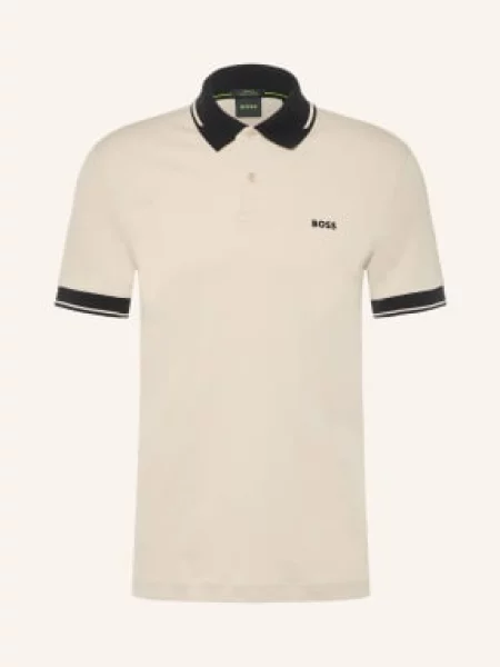 Boss Koszulka Polo Z Jerseyu Network Slim Fit beige czarna