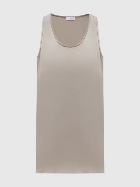 Топ із шовку Brunello Cucinelli бежевий