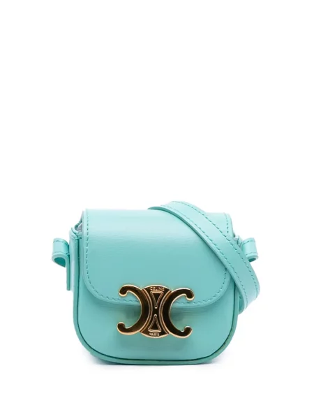 Kožená kožená taška Celine Pre-owned na ramínka modrá