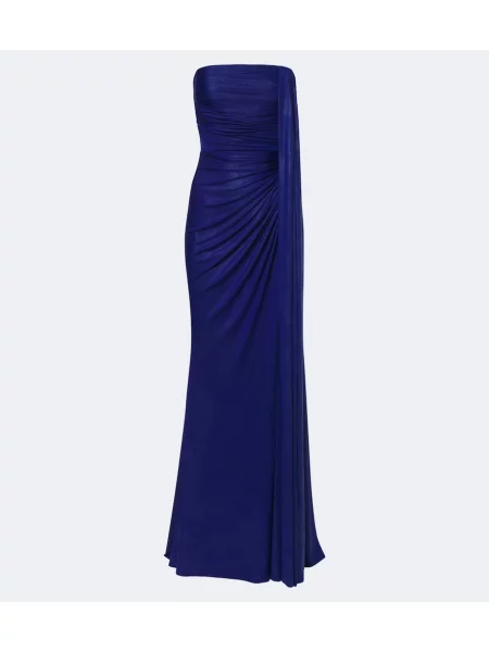 Rochie Elie Saab din jerseu drapată albastru