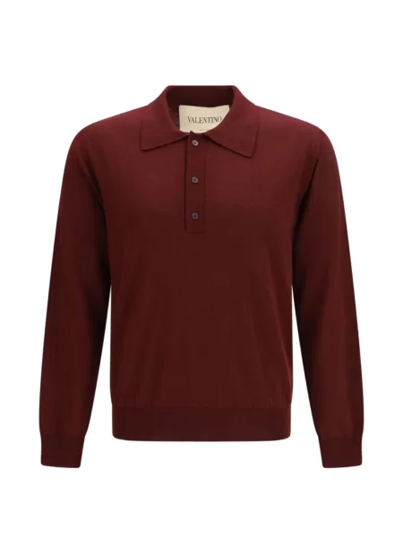 Tricou polo Valentino Garavani de lână roșu