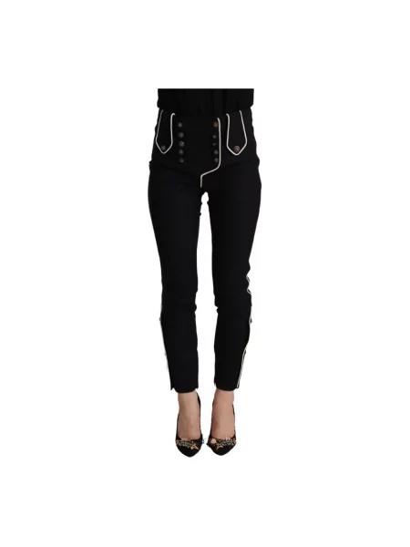 Skinny spodnie Dolce And Gabbana wełniane czarne