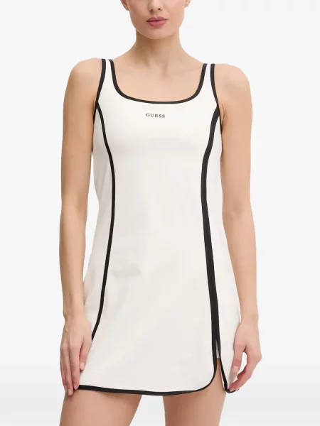Rochie mini Guess fără mâneci alb