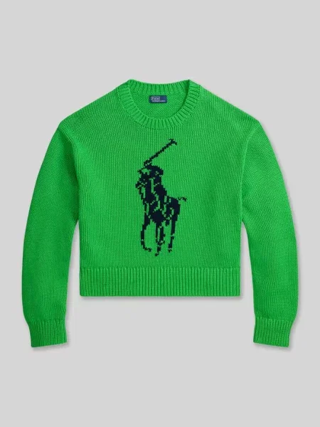 Regular Fit sweter dzianinowy z czystej bawełny Polo Ralph Lauren zielony