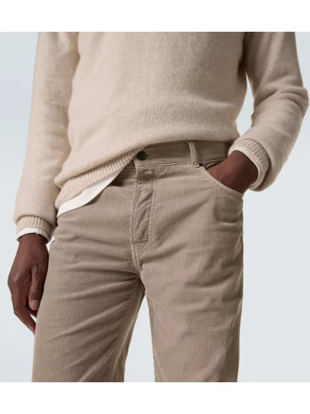 Pantaloni The Row de catifea cord bej