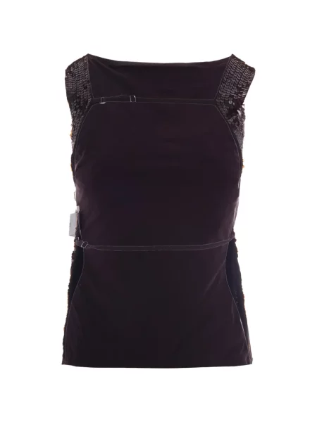 Top P.a.r.o.s.h. cu paiete cu model floral portocaliu