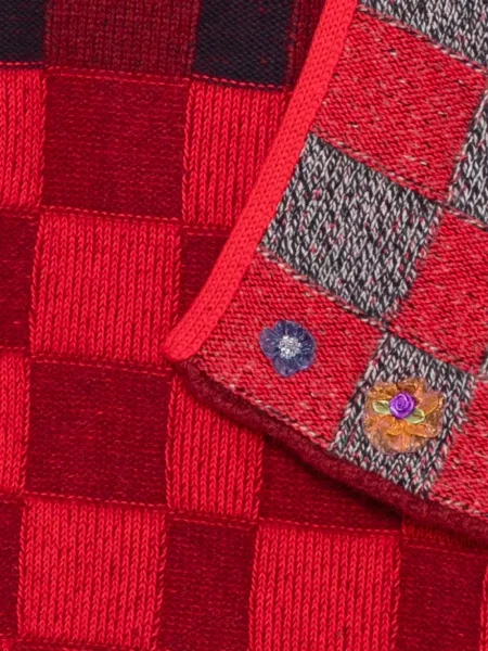 Fular Yanyan Knits în carouri roșu