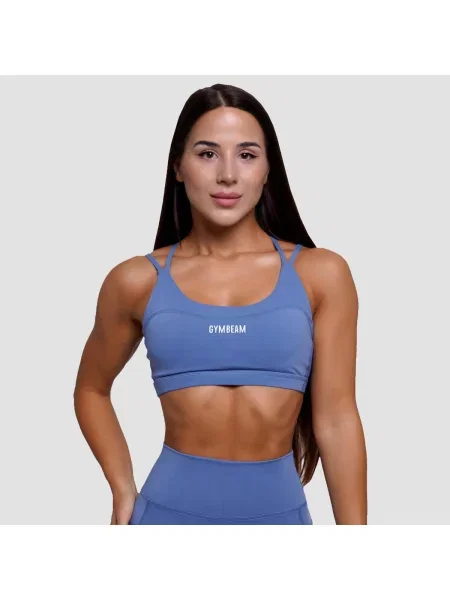 Biustonosz sportowy fitness bez zapięcia FIT niebieski