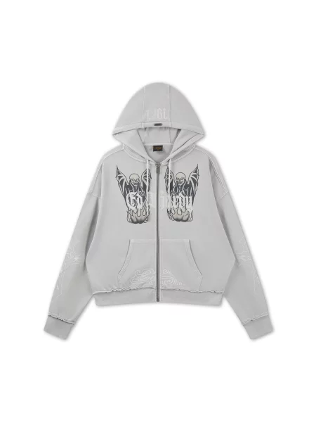 Ed Hardy Hanorac Gothic Stud gri / negru alb