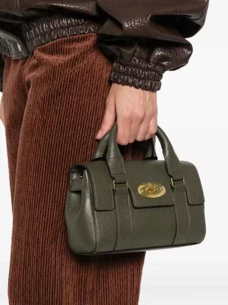 Geanta de piele Mulberry din piele verde
