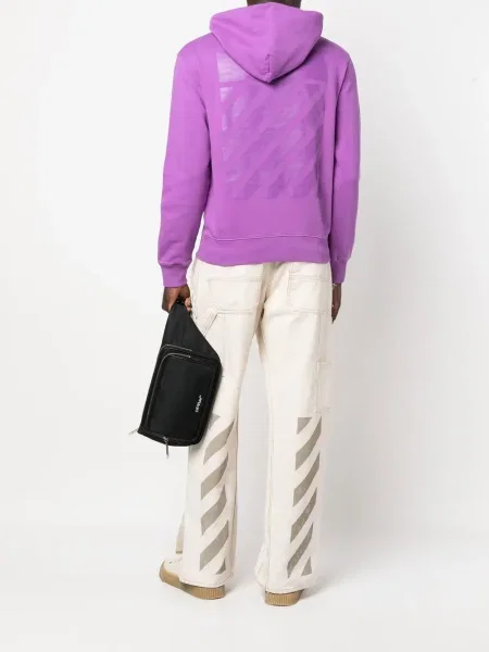 Hanorac cu glugă Off-white cu imagine alb