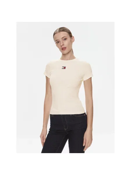 Tommy Jeans Majica Badge Slim Fit bela