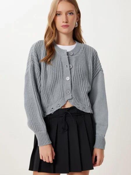 Happiness İstanbul Geacă tricotată fumuriu gri