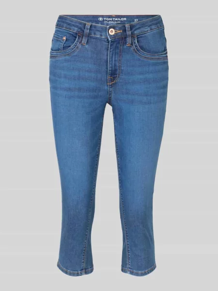 Jeansy capri o kroju slim fit w 5 kieszeni Tom Tailor niebieskie