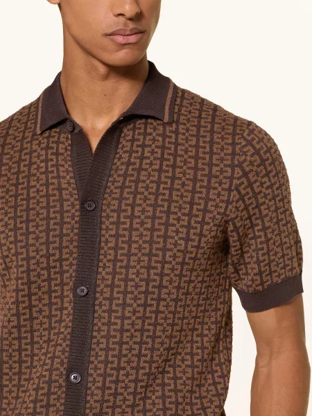 Strellson Pletená Košile Andro Extra Slim Fit / tmavě hnědá
