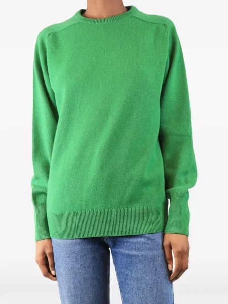 Lung pulover Crimson cu decolteu rotund verde