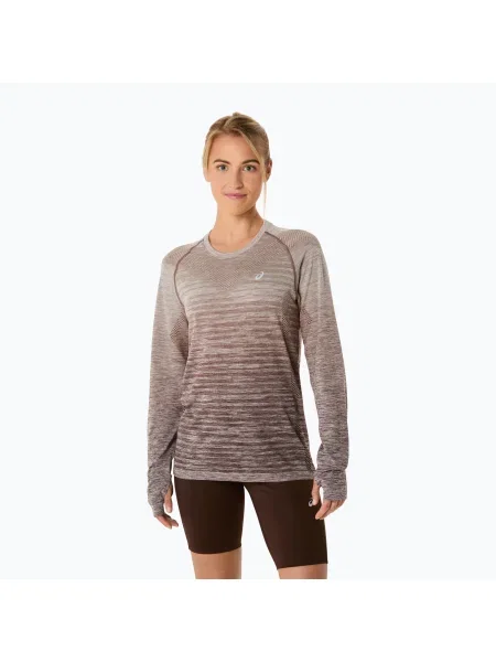 Női ASICS Seamless taupe szürke/kávé hosszú ujjú futócipő. Méret: L szürke