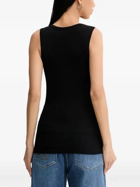 Top Munthe tricotate cu guler henley negru