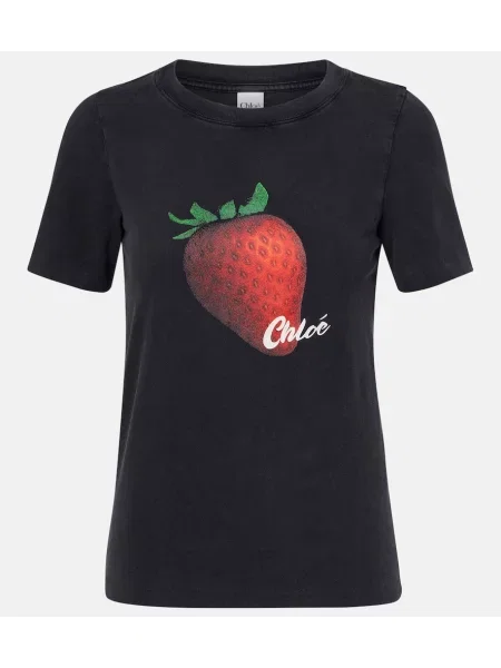 Tricou Chloé cu imagine din jerseu negru