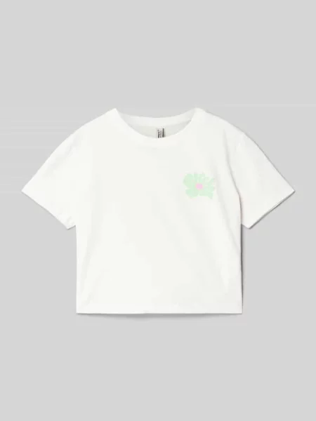 T-shirt krótki z nadrukiem z motywem Blue Effect biała