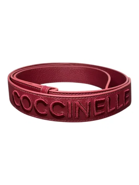 Pasek Coccinelle skórzany z logo czerwony