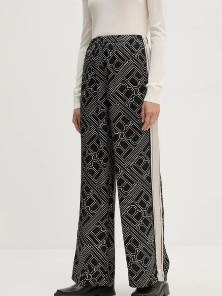 Панталон Bruuns Bazaar FloretBBRina pants със стандартна кройка с висока талия черно