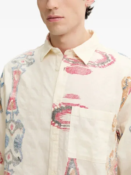 Cămașă Desigual cu imagine cu imprimeu abstract alb