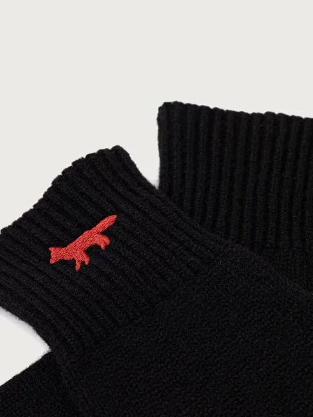 Maison Kitsuné Profile Fox γάντια μάλλινα μαύρο