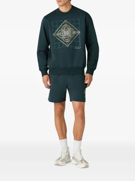 Hanorac Casablanca cu imagine cu imprimeu geometric verde