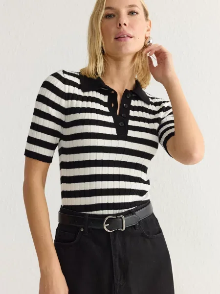 Trendyol Pulover negru alb