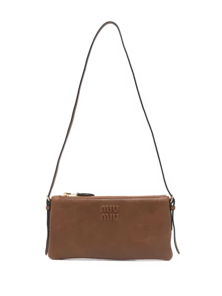 Kožna torbica Miu Miu smeđa