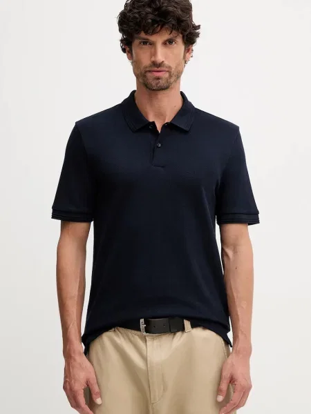 BOSS polo gładki granatowy