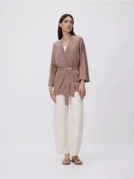 Reserved Sweter kimono brązowy