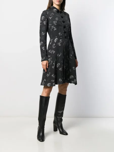 Žakárové oblekové košilové šaty Jean Paul Gaultier Pre-owned černé