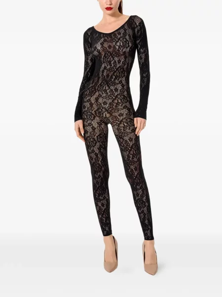 Gėlėtas nėriniuotas kombinezonas Wolford juoda
