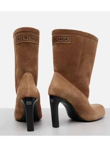 Cizme scurte Balenciaga din piele de căprioară maro