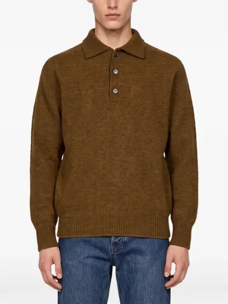 Lung tricou polo Another Aspect maro