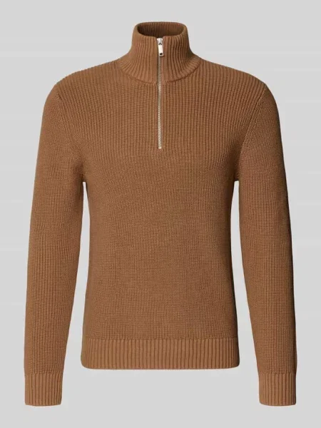 Sweter z dzianiny o kroju slim fit z czystej bawełny z kołnierzem zapinanym Mcneal