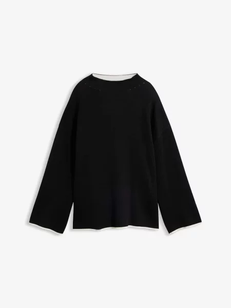 Sweter dwustronny z cienkiej dzianiny czarny