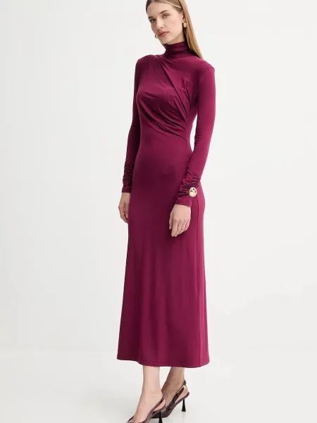 Simona Corsellini sukienka maxi prosta bordowy